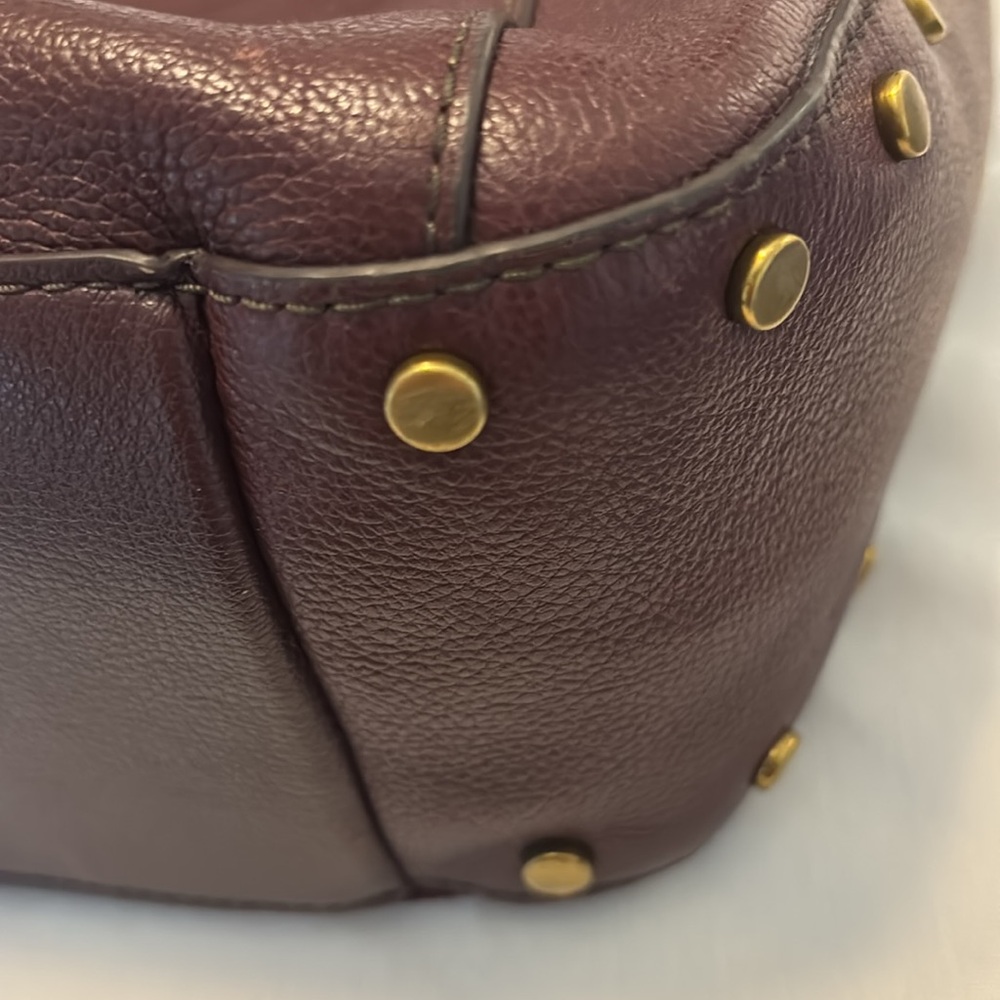 VTG Fossil Bordeaux Talia Hobo bag or crossbody suede & pebbled leather studded - Picture 15 of 16